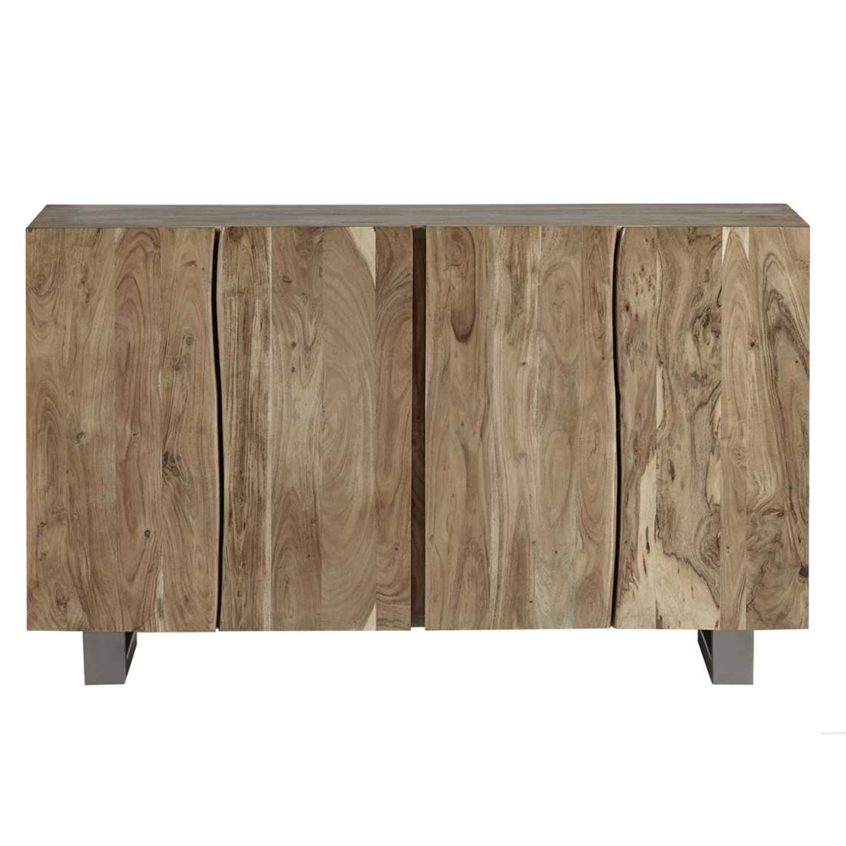 Maureen Black Metal Frame Solid Acacia Wood Large Sideboard
