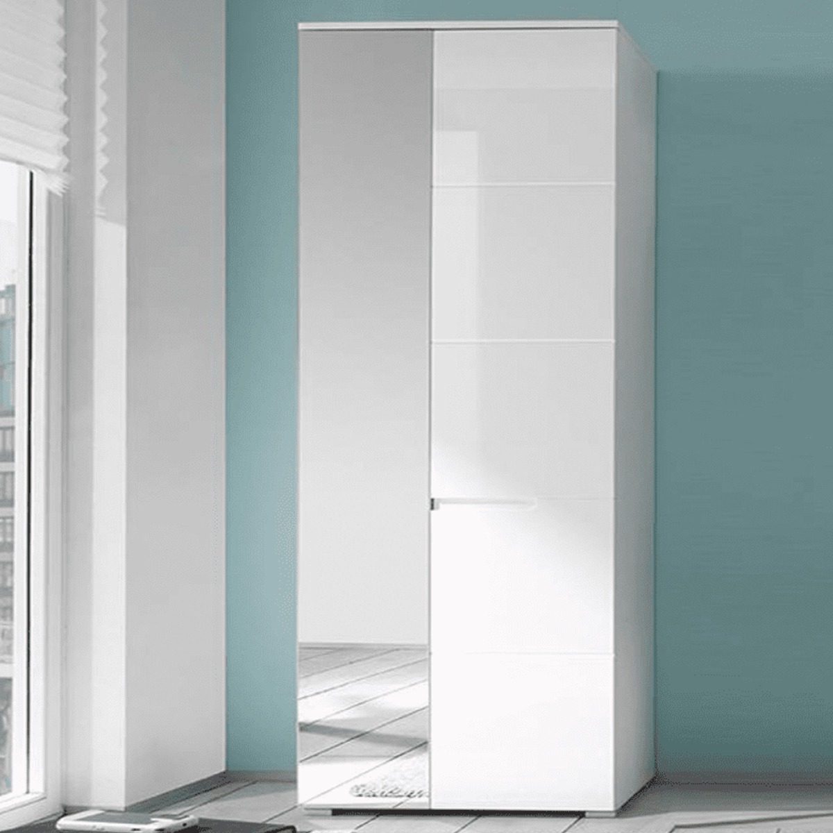 SARNIA 2 Door Mirrored Wardrobe White - 60cm