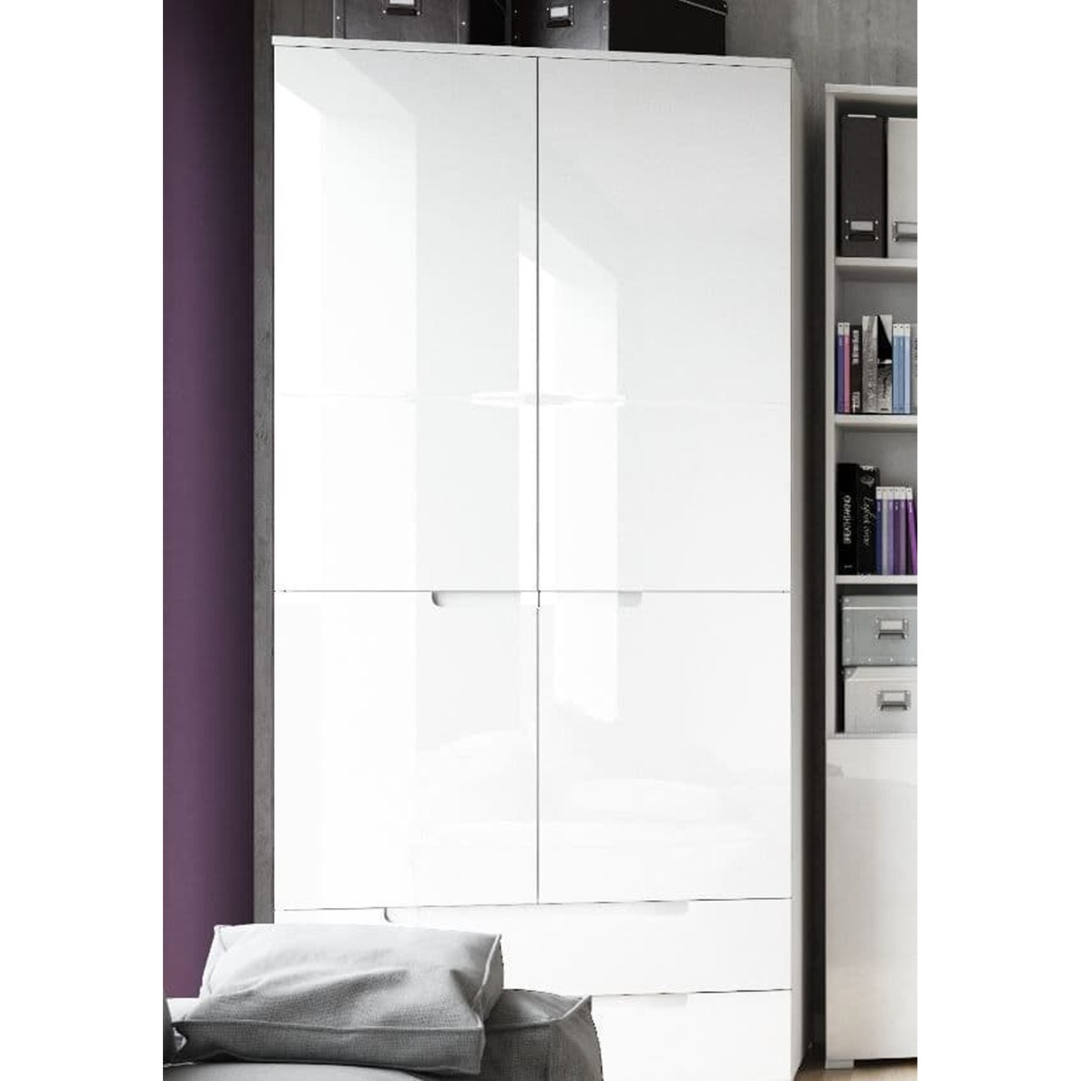 SARNIA 2 Door Wardrobe with 2 Drawers White - 100cm