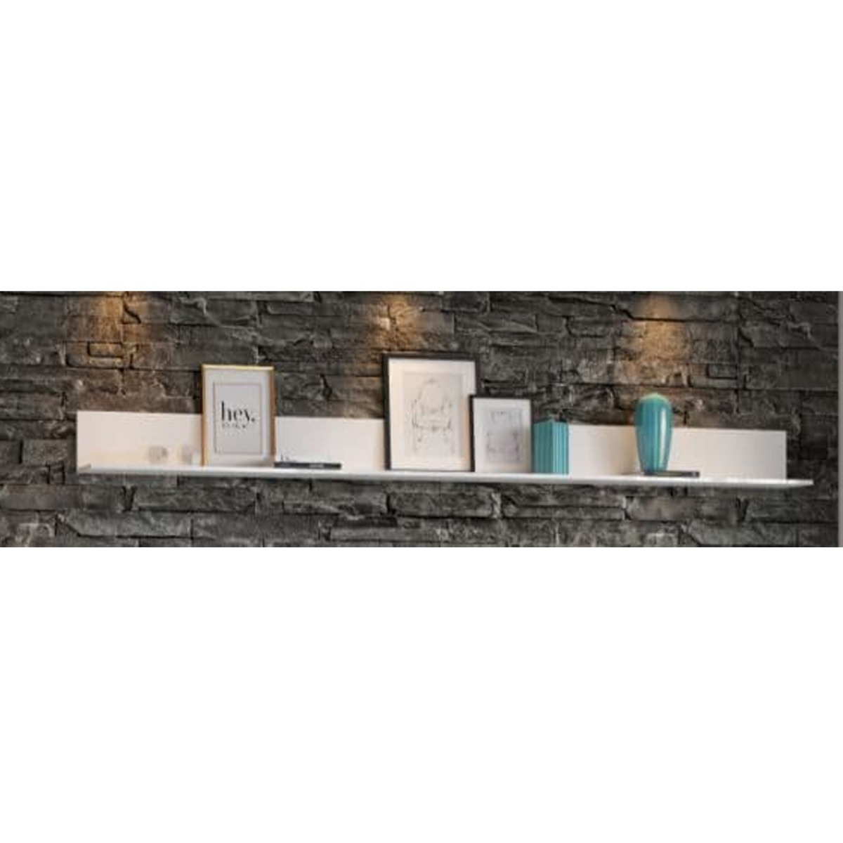 Viktoria High Gloss Long Floating Wall Shelf - White