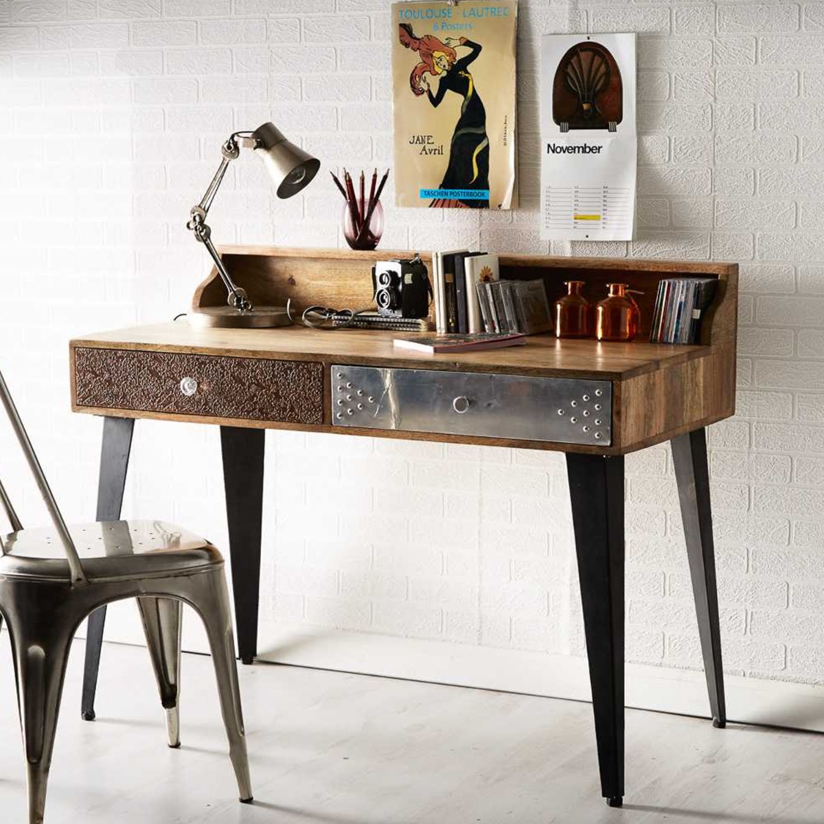 Howell Solid Wood Computer Desk with 2 Drawer