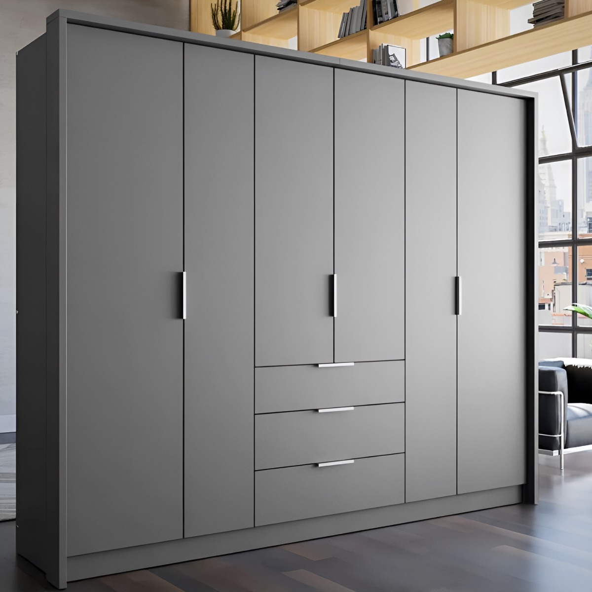 STAFFORD 6 Door Wardrobe Graphite - 255cm