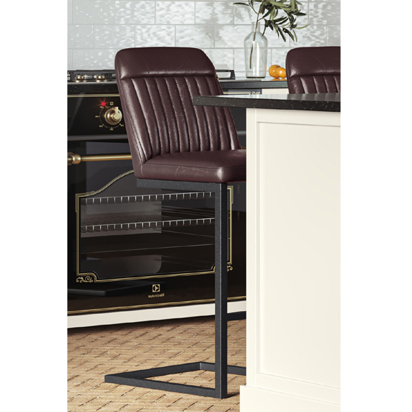 Retro Style Brown PU Leather Kitchen Island Bar Stools - Set of 2