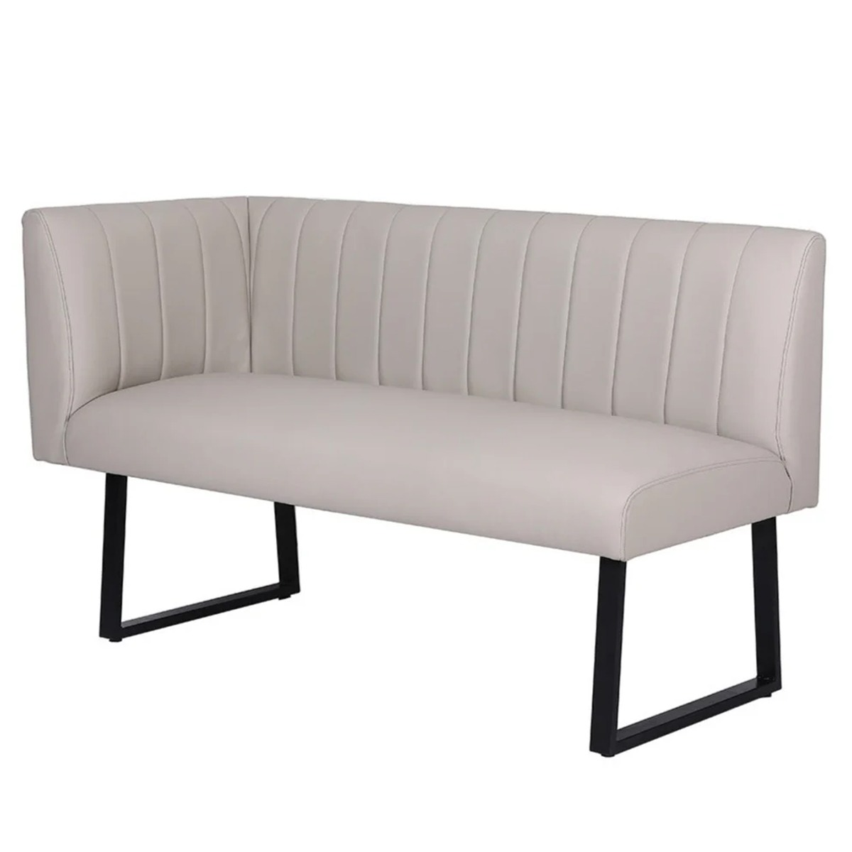 Metal U Shaped Legs Stitched Fabric Right Hand Corner Dining Bench - Taupe