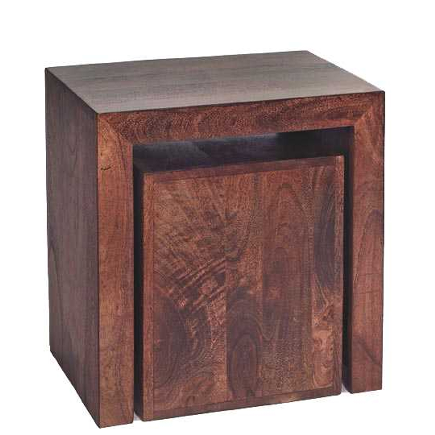 Stella Dark Mango Cubed Nest Of 2 Tables - Walnut
