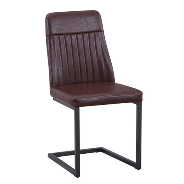 Doyle Elegance Vintage Brown Leather Dining Chairs - Set of Two