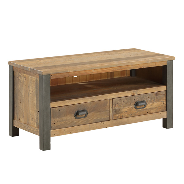 Doyle Rustic TV Cabinet with Storage Drawers and Shelf
