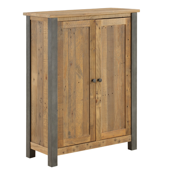 Doyle Rustic Industrial Design 2 Door Large Shoe Cabinet