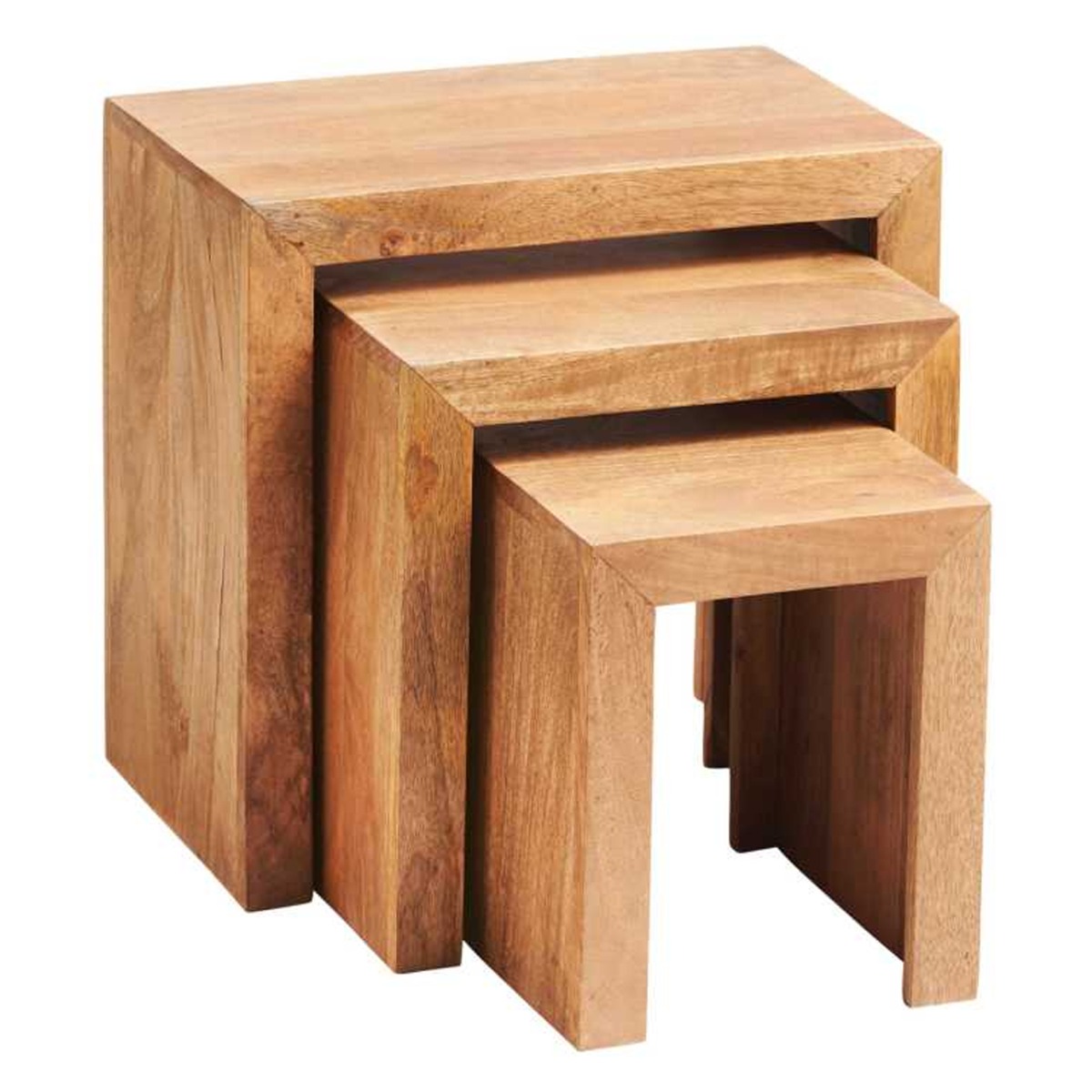 Stella Light Mango Wood Nest Of 3 Tables - Matt Finish