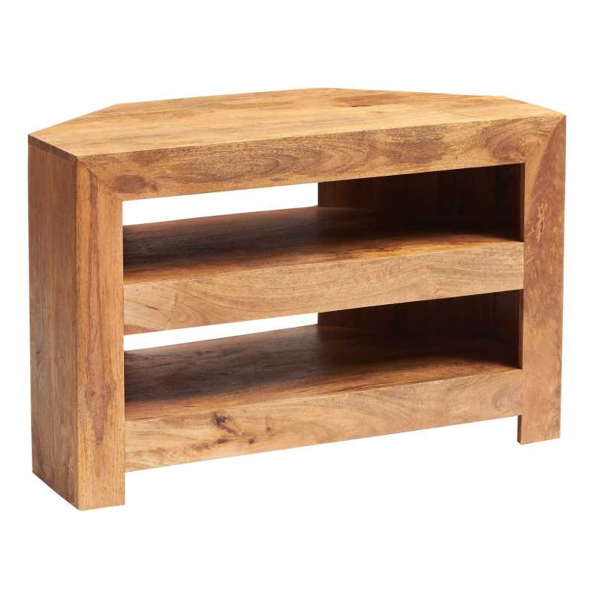 Stella Light Mango Wood Open Corner TV Unit - Matt Finish