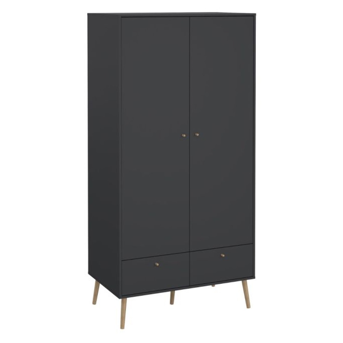 COBALT 2 Door Wardrobe Dark Grey - 98.7cm