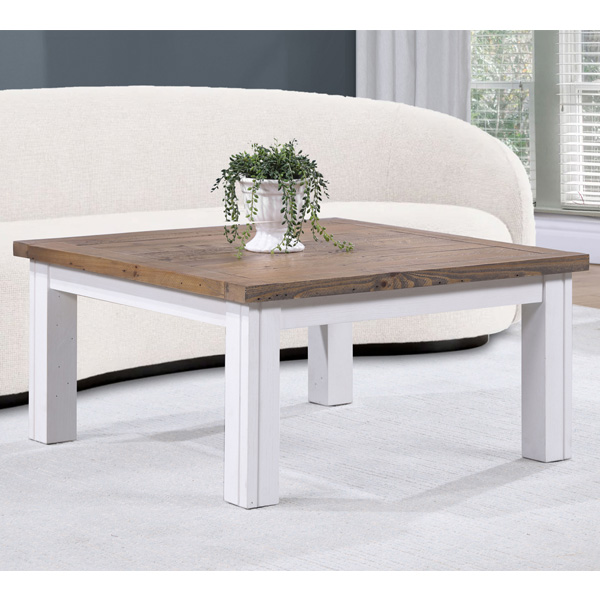 Splatter Reclaimed Wood Low Coffee Table - White