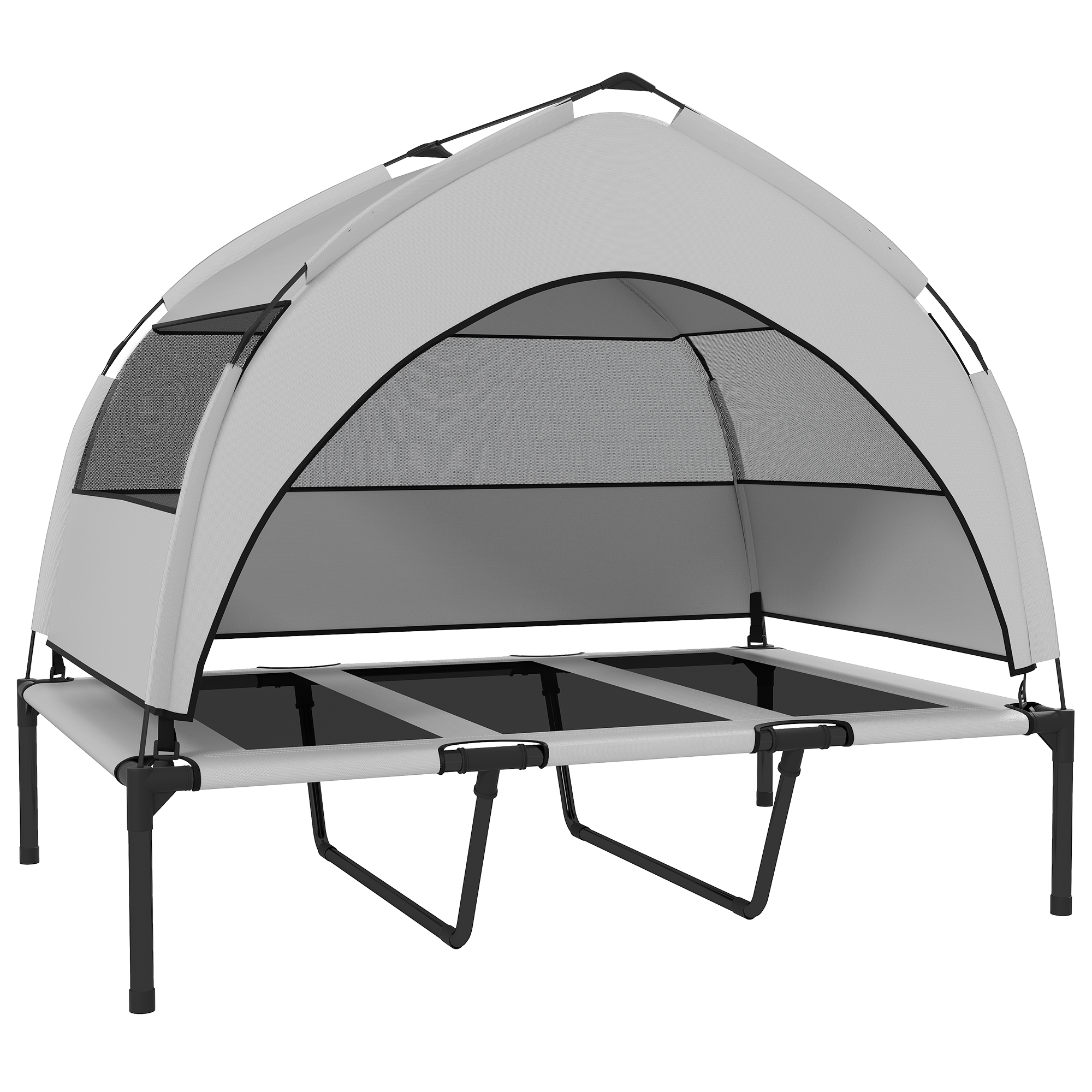 PAWSTER Extra Large Elevated Dog Bed with Canopy 106x76x94cm