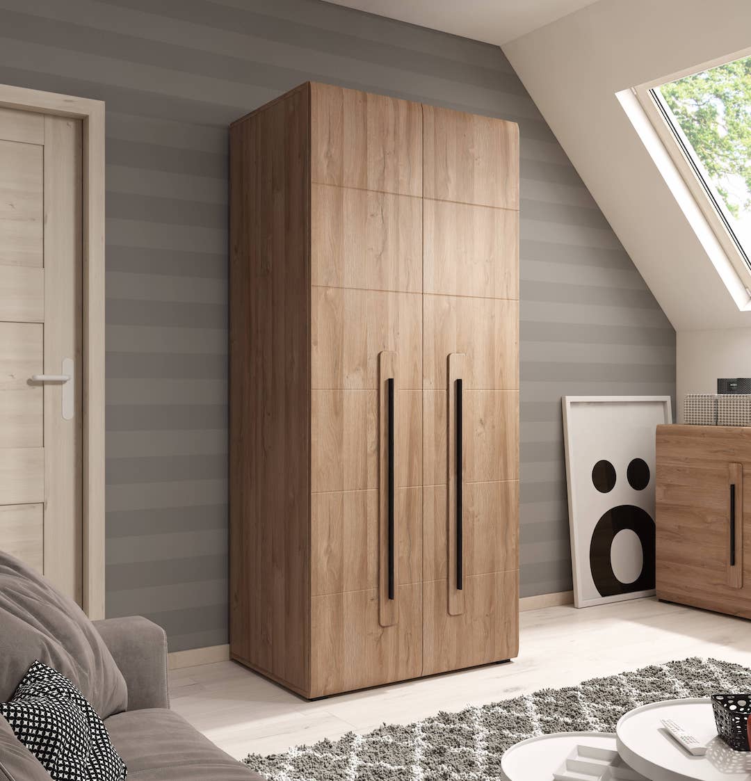 OKLAHOMA 2 Door Wardrobe Oak Grandson - 90cm