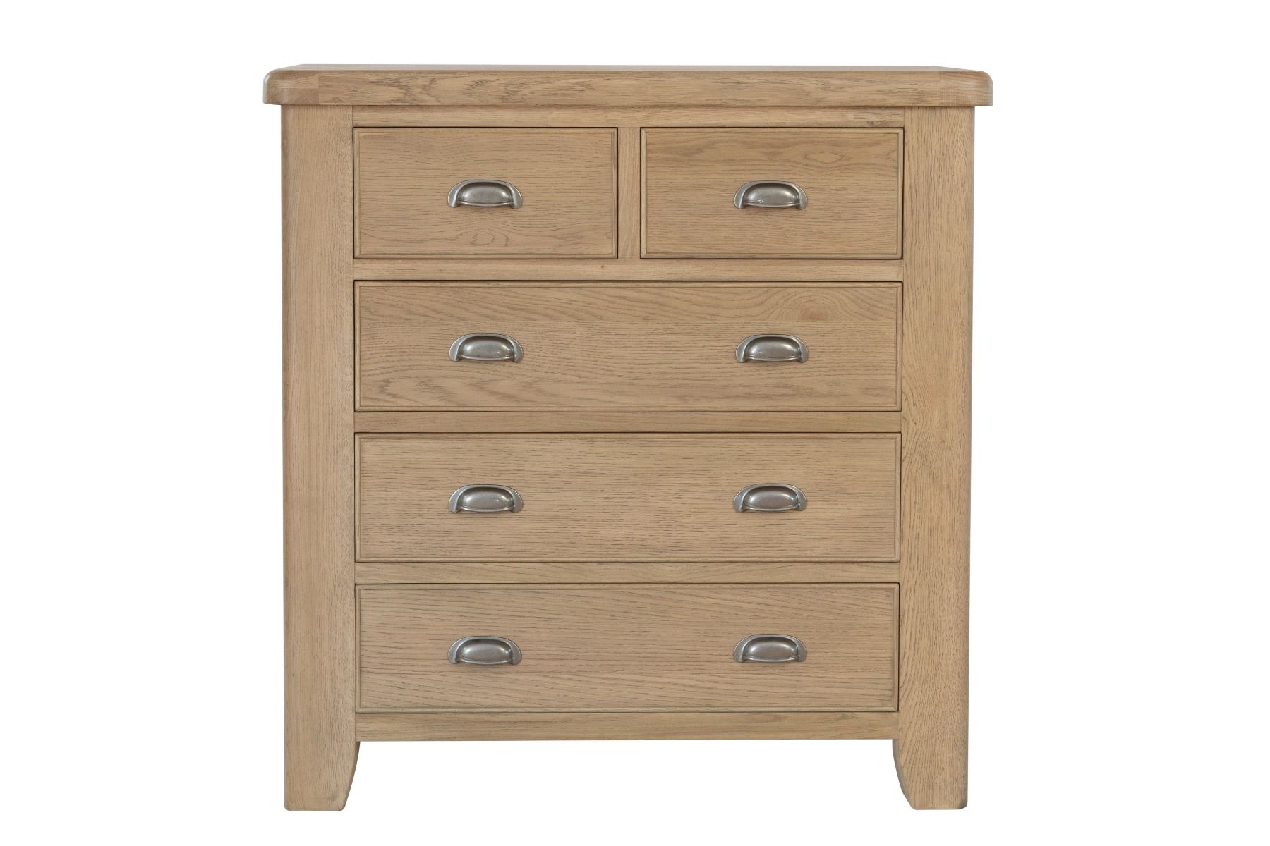 EDWARDIAN Oak Finish Chest of Drawers - Medium-sized, 5 Drawers