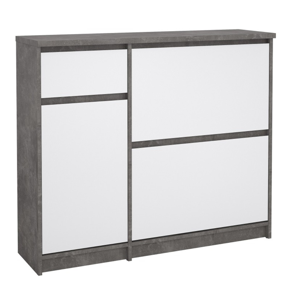 Lottie Shoe Cabinet with Door and Drawer - Concrete Front with High Gloss