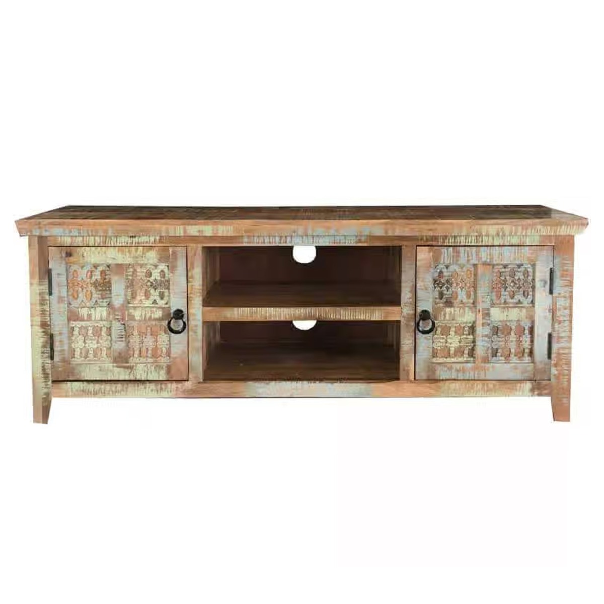 Bridgend Mango Wood Plasma TV Unit with 2 Door and Open Shelf - Brown