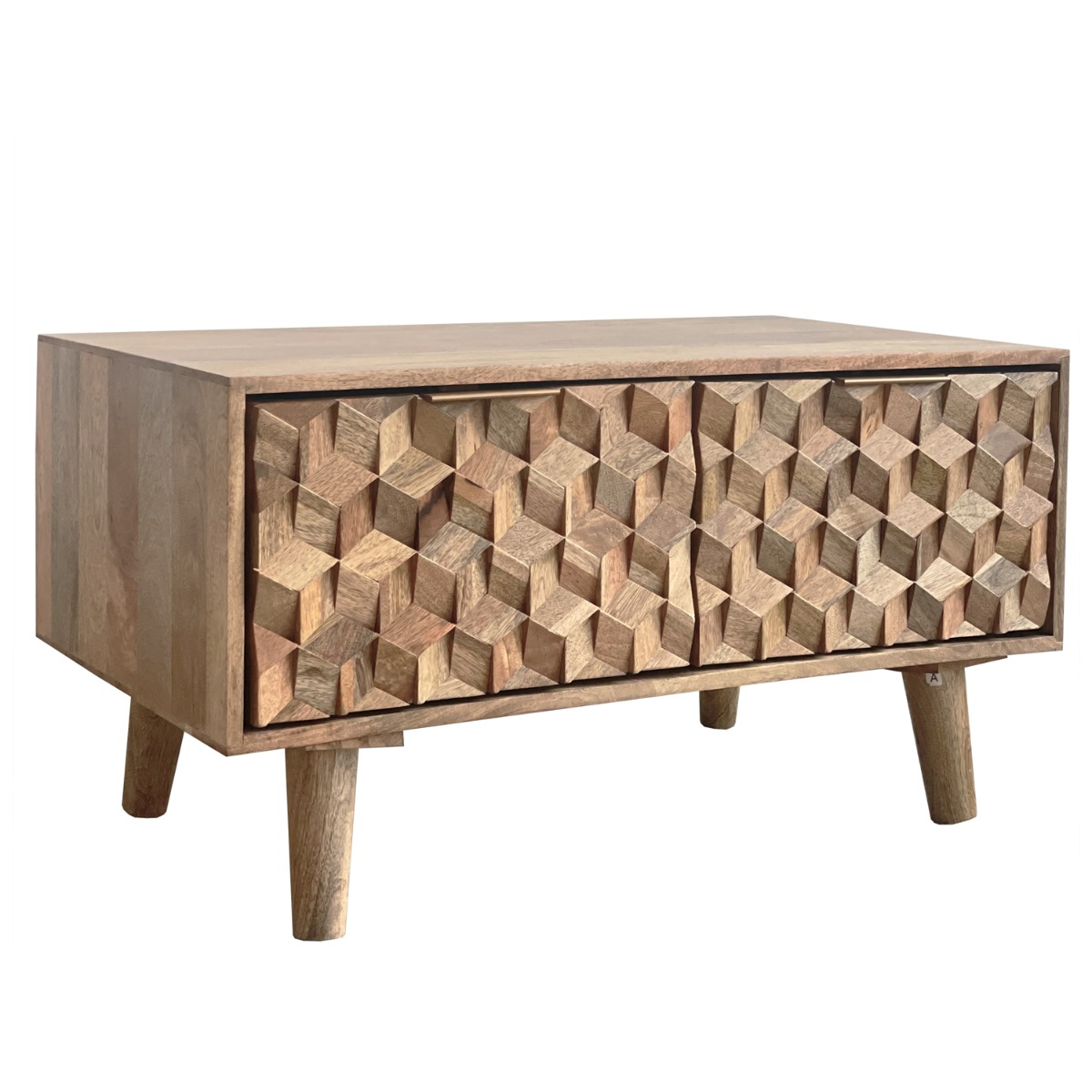 Geometric Design Coffee Table with Drawer - Brown