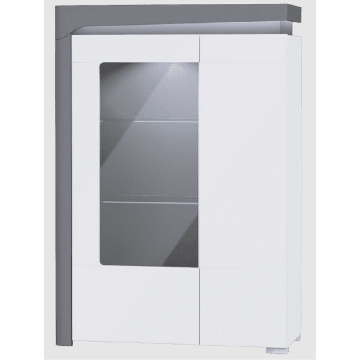Barron High Gloss Low Wide Display Cabinet with LED Lights - Grey And White
