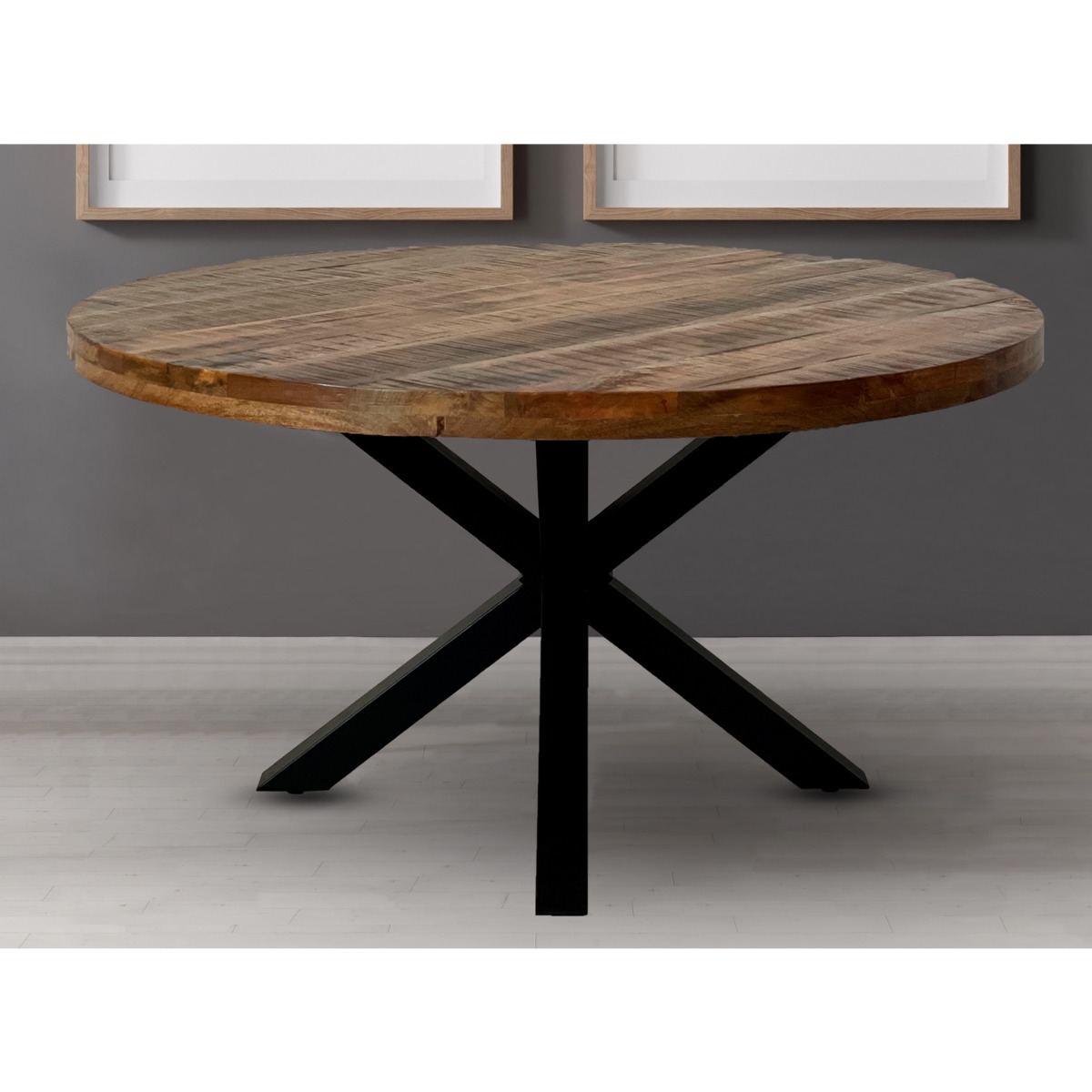 Barnsley Stylish Black X Shape Metal Frame Round Dining Table - 150cm