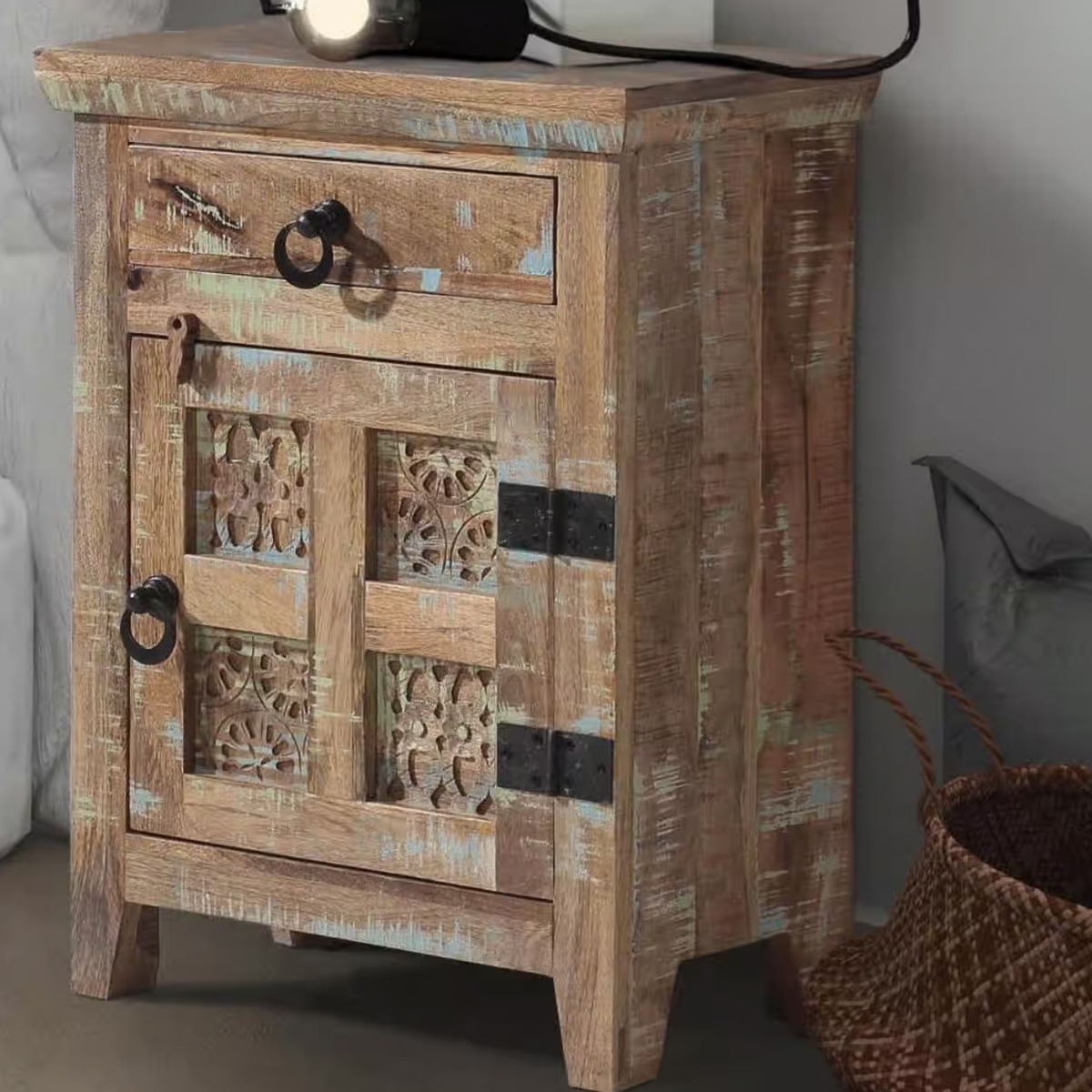 Bedside Table - BRIDGEND Right Hand Nightstand Brown 51cm