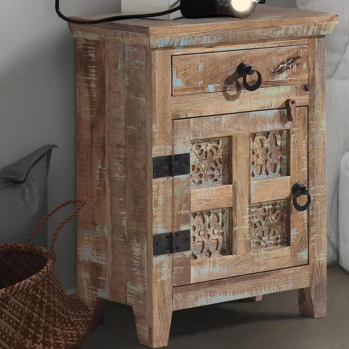Bedside Table - BRIDGEND Left Hand Nightstand Brown 51cm