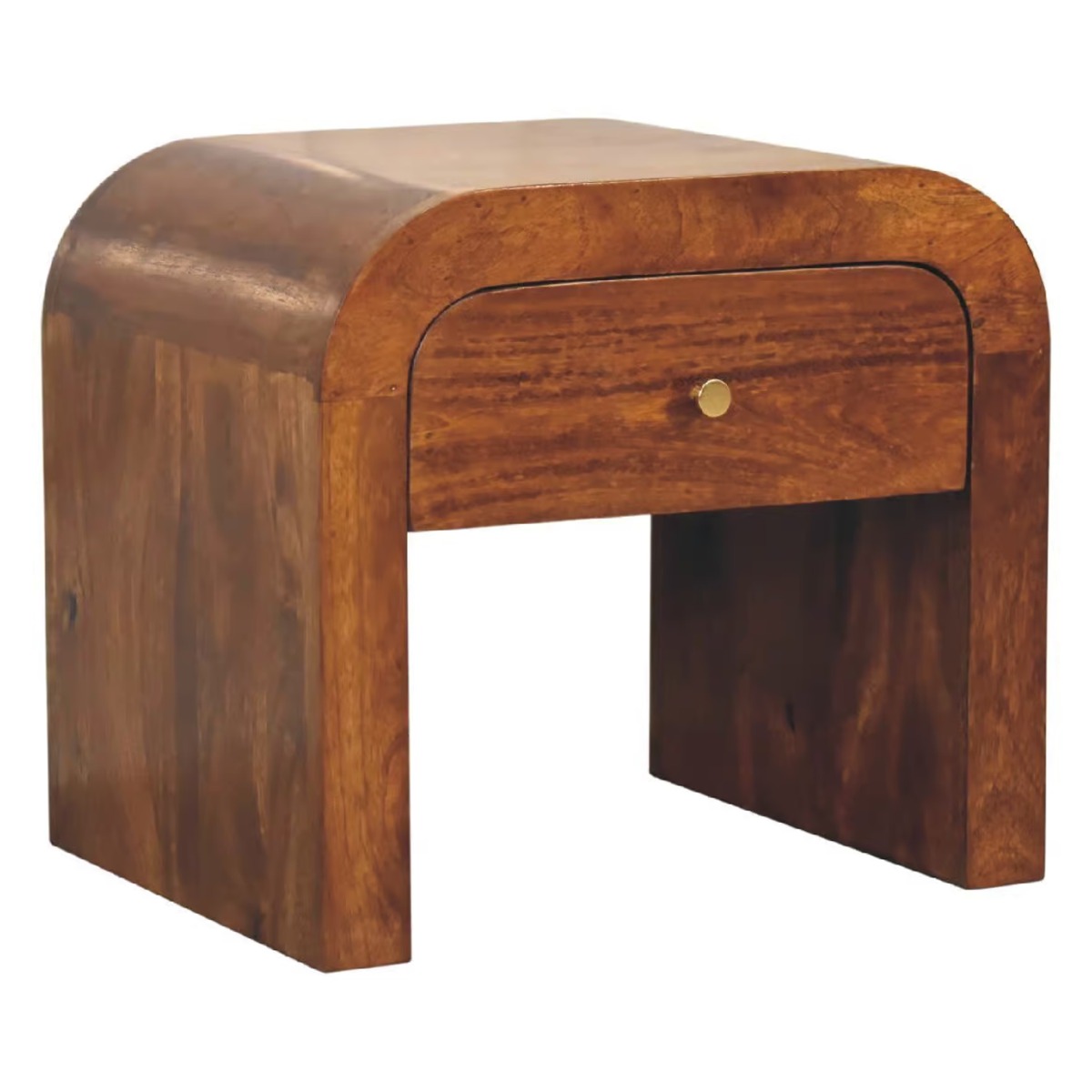 Bedside Table - SIMPLISTIC 1 Drawer Nightstand Chestnut Finish 45cm
