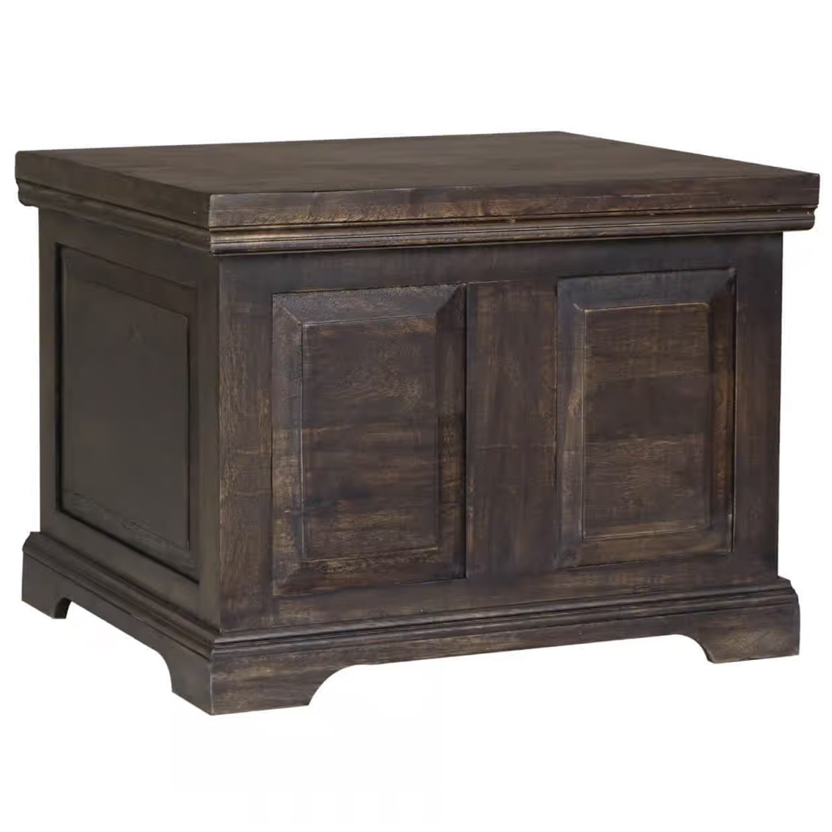 Delta Mango Wood Small Ottoman Storage Box- Walnut