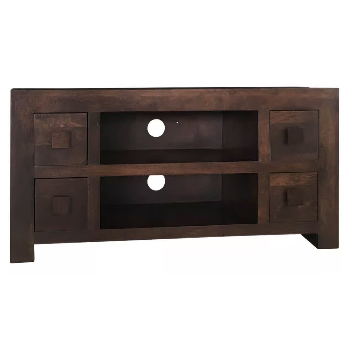 Delta Mango Wood 110cm TV Unit with 4 Drawers and Open Shelf - Walnut
