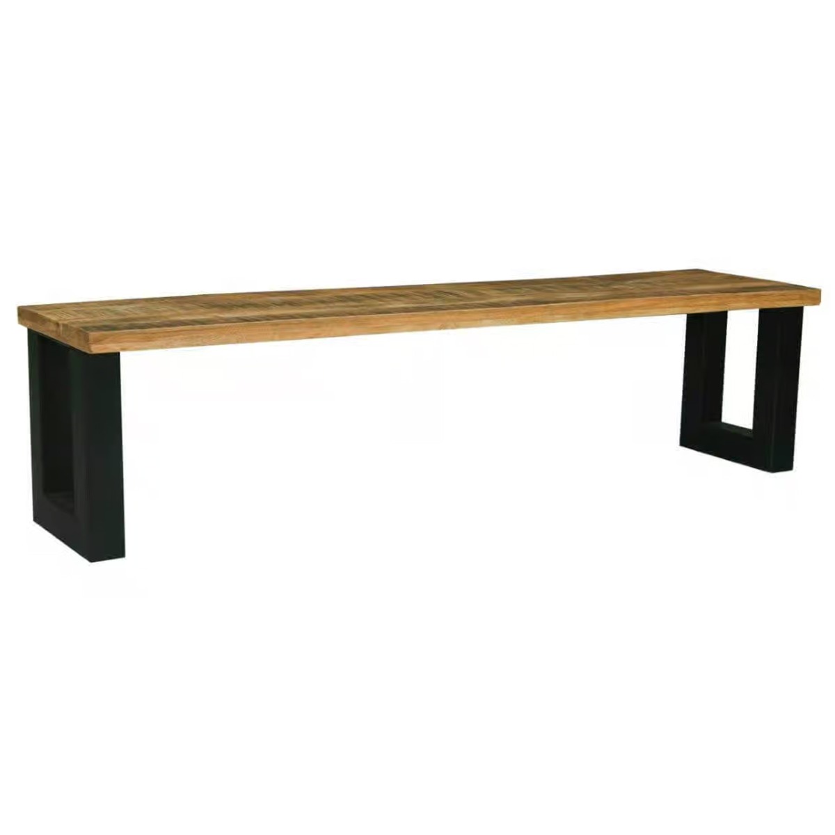 Sefton Black Metal Frame Industrial Bench 140cm - Brown