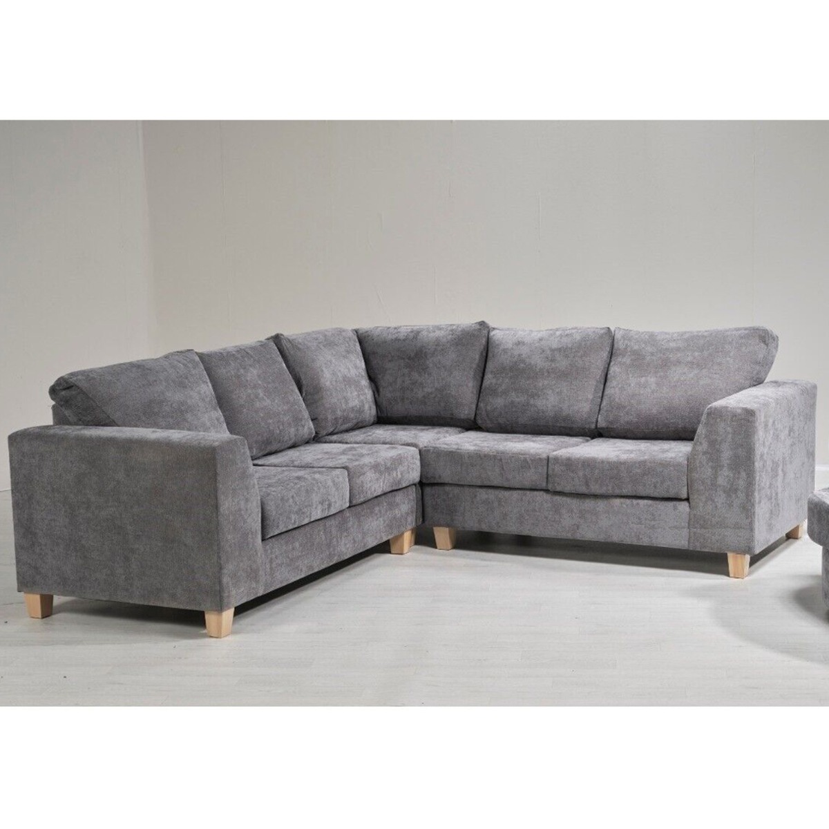 MORRISON Chenille Fabric 5 Seater Fullback Corner Sofa - L Shaped - Grey