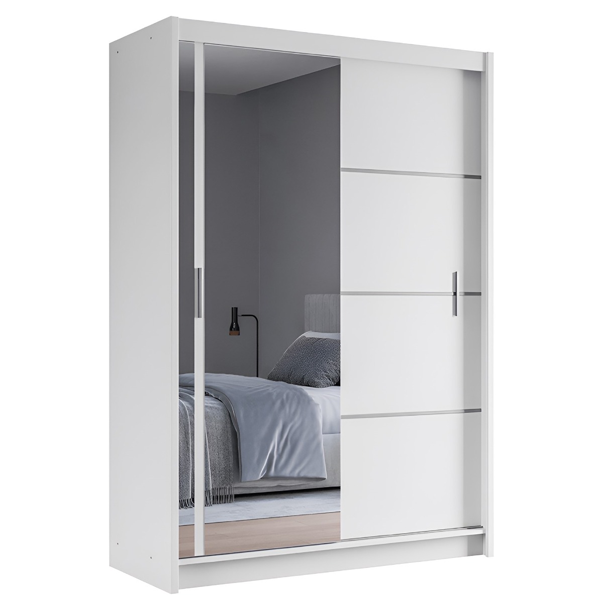 BROADLAND 2 Door Mirrored Sliding Wardrobe White - 150cm