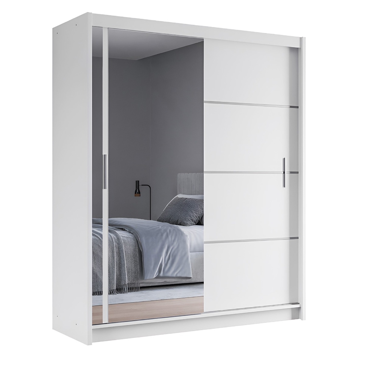 BROADLAND 2 Door Mirrored Sliding Wardrobe White - 180cm