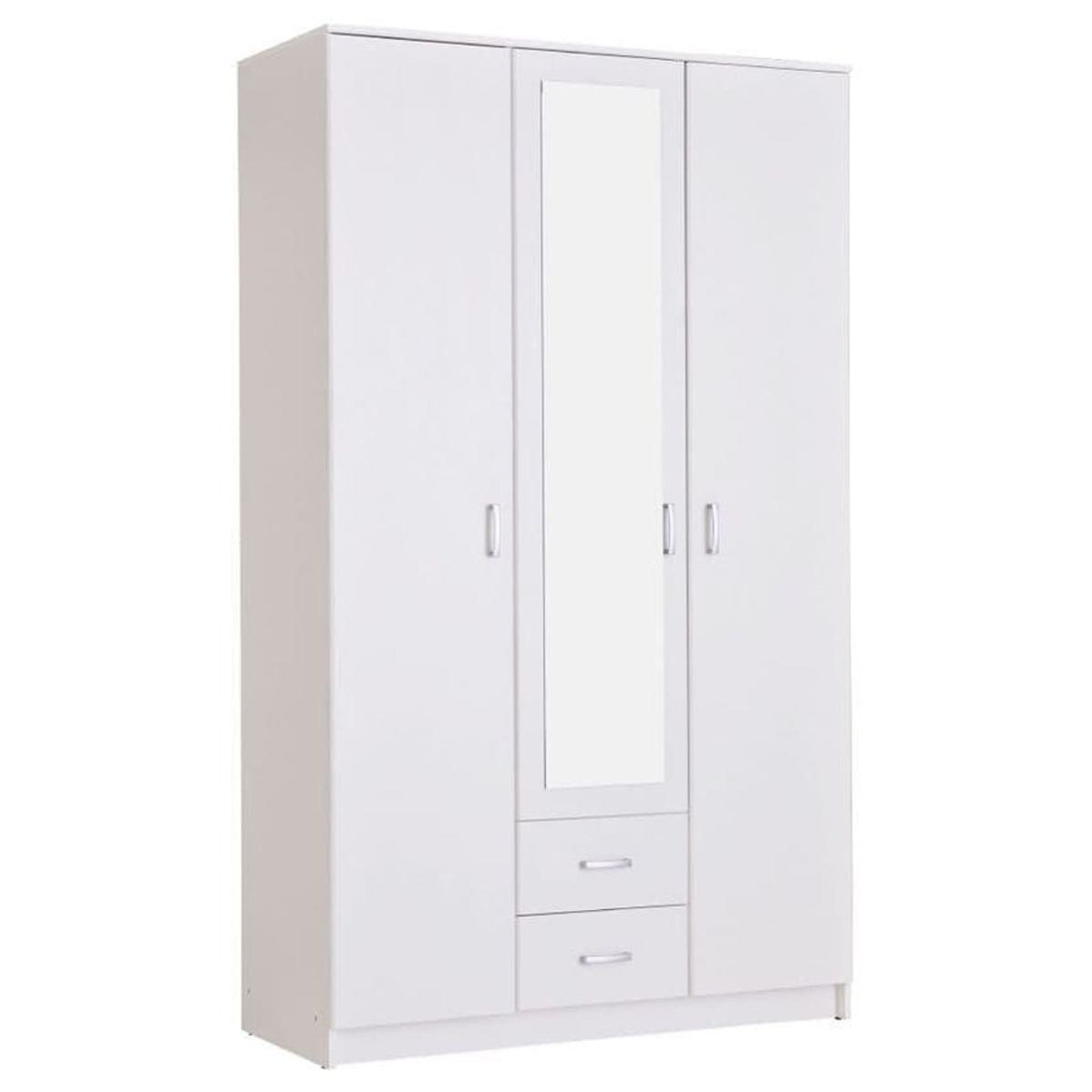 BURLEIGH 3 Door Mirrored Wardrobe with 2 Drawers White - 120cm