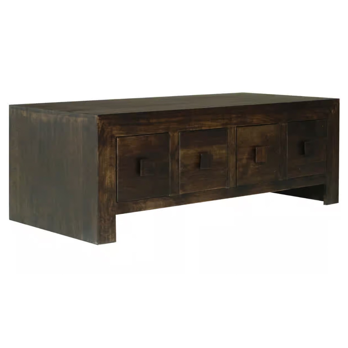 Delta Mango Wood 118cm Coffee Table with 8 Drawers - Walnut