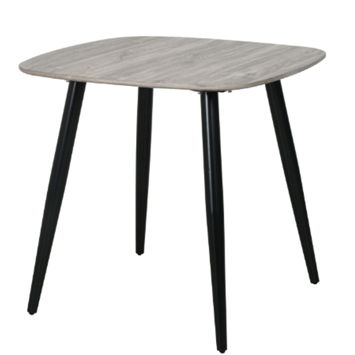 Black Tapered Legs Compact Square Dining Table - Grey Oak Effect
