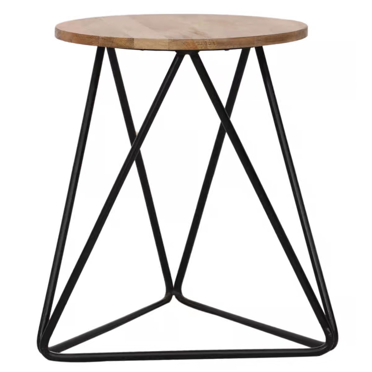 Tracey Black Industrial Iron Mango Seat Bar Stool - Brown