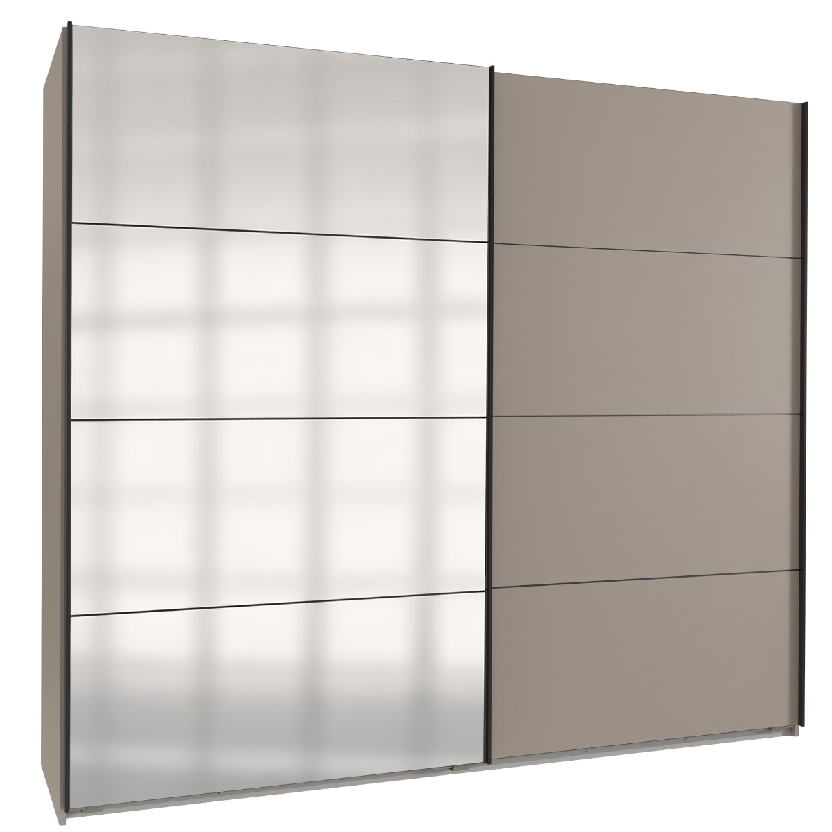 ANVAST 2 Door Mirrored Sliding Wardrobe Grey - 225cm