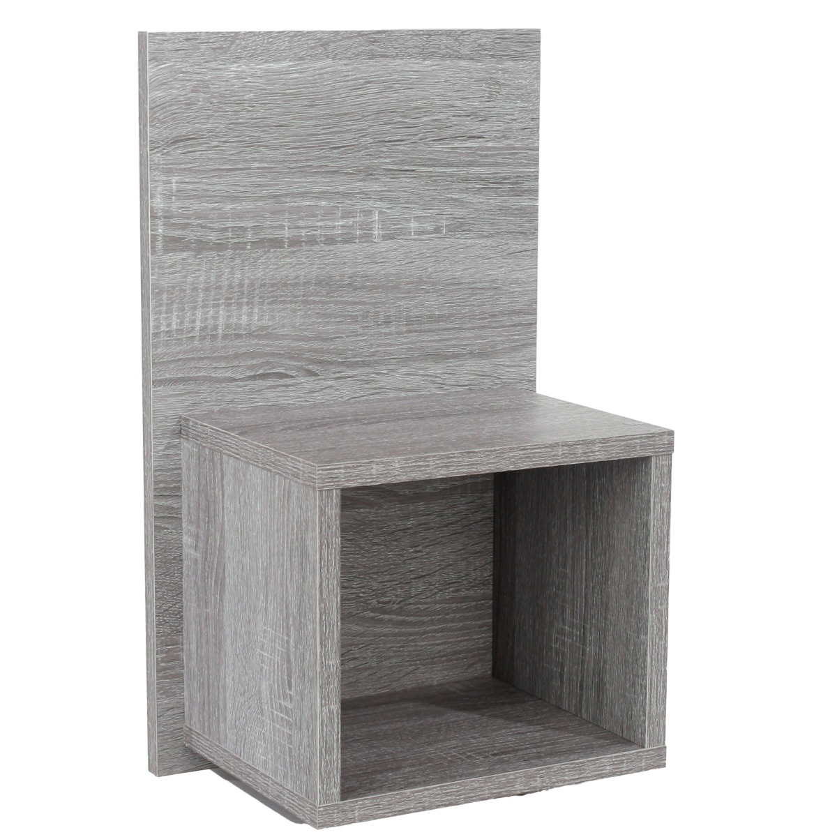 ASHBOURNE Small Narrow Wood Bedside Table Pair Wall-Mounted - Grey Oak Effect