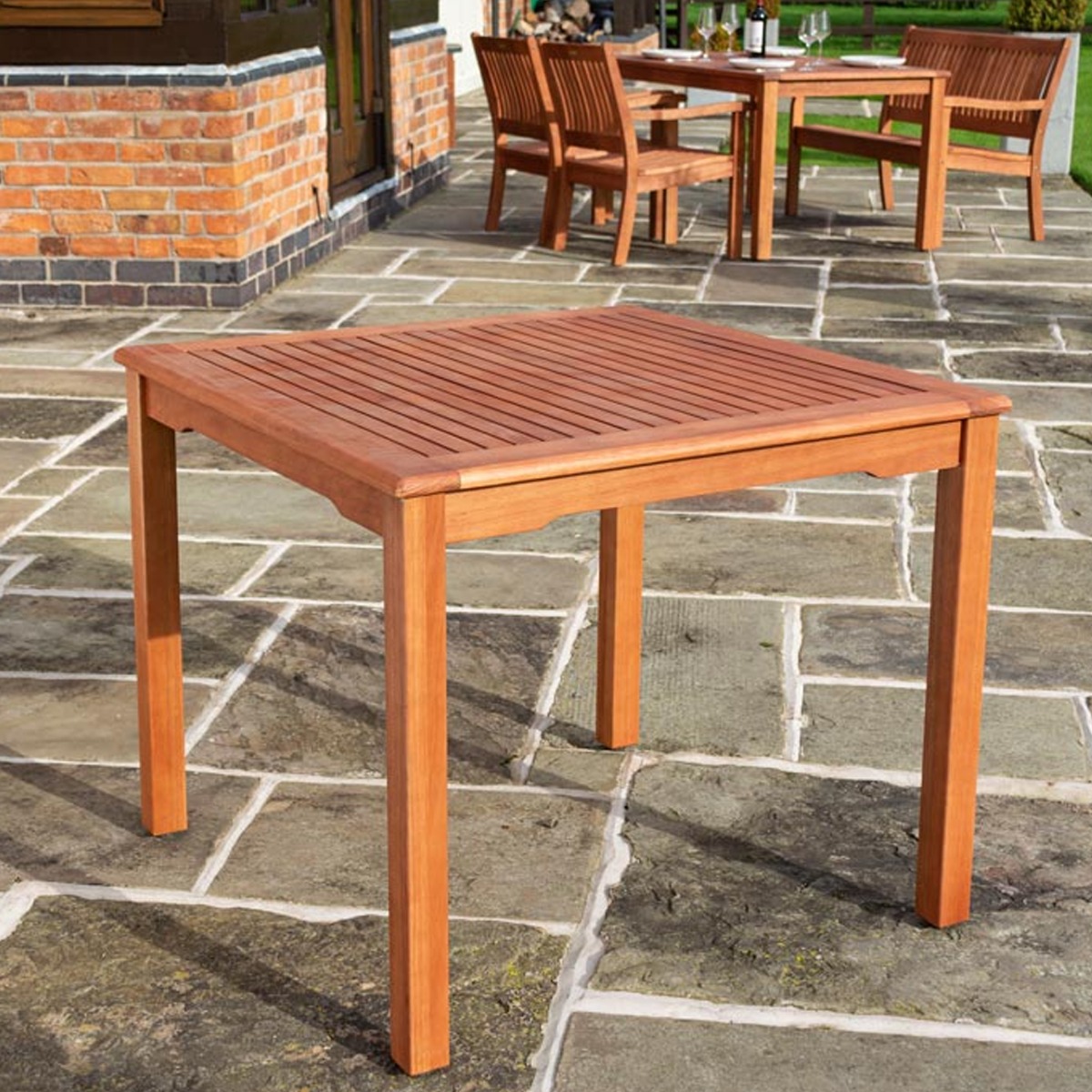Willington Square Table with Factory Stain Finish and Parasol Hole