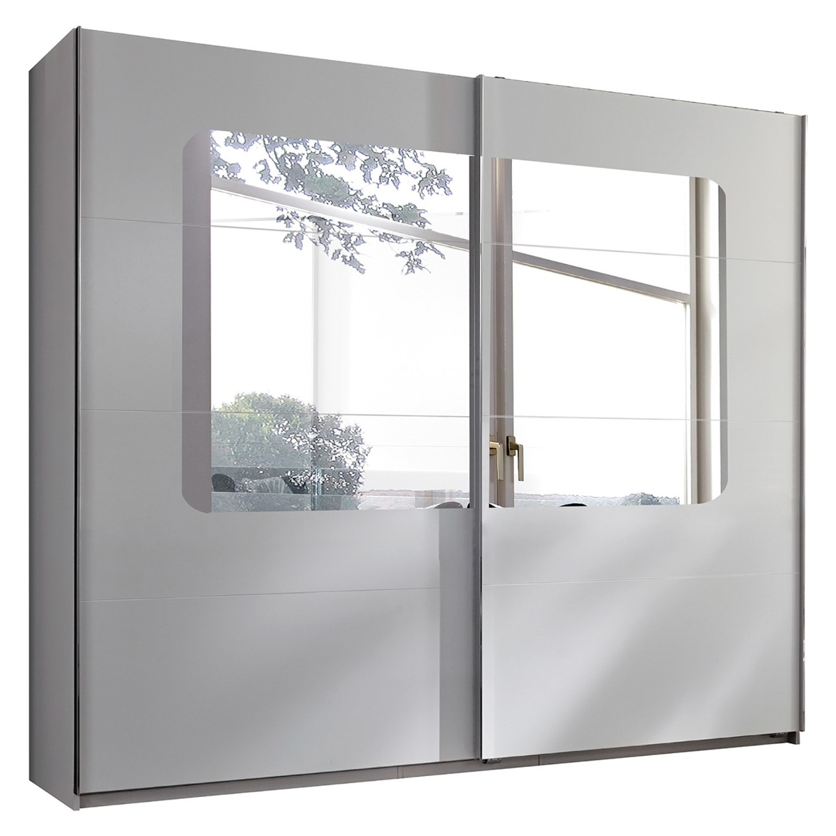 BERTEN 2 Door Mirrored Sliding Wardrobe White - 225cm