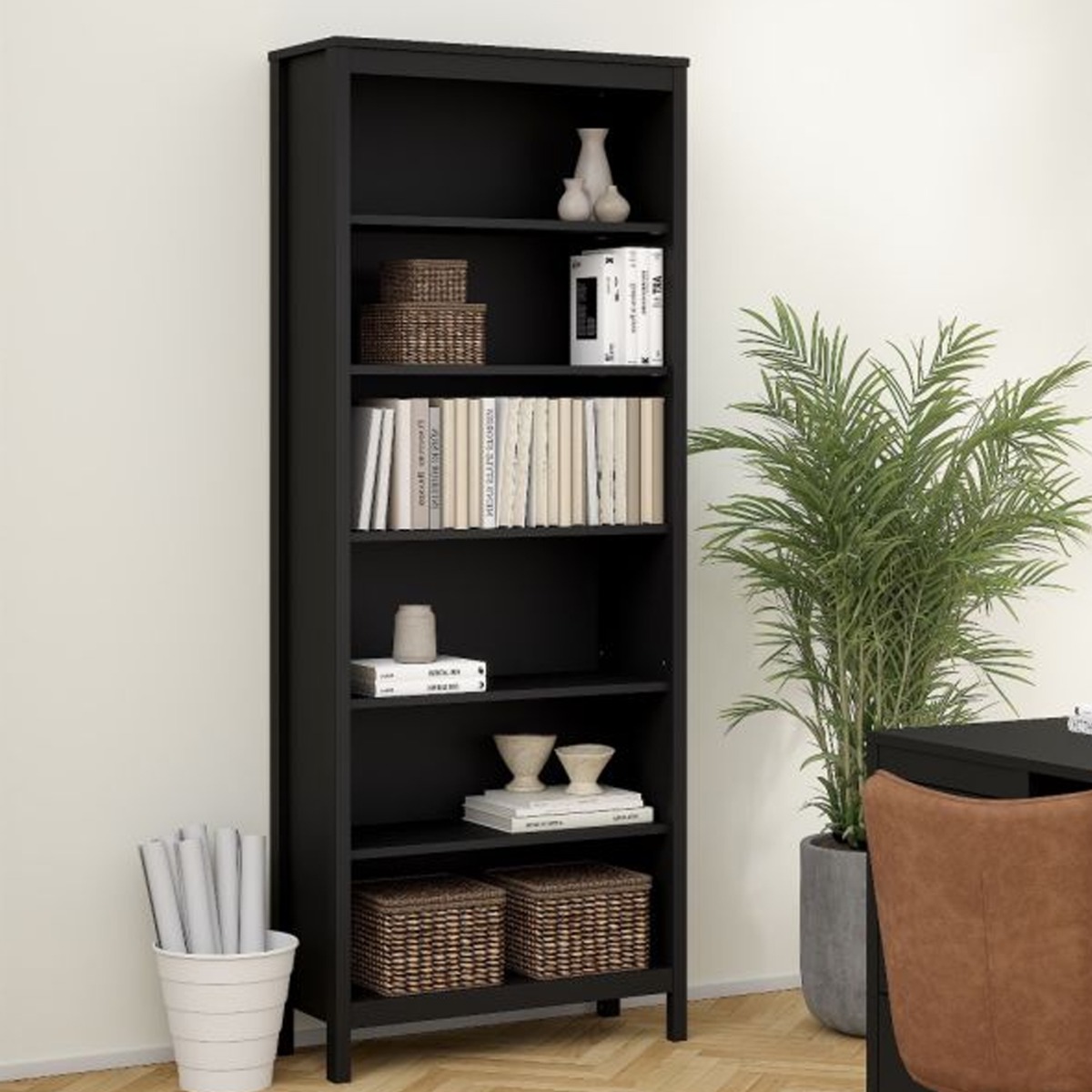 Preston 5 Shelves Bookcase - Black