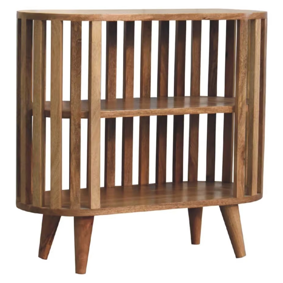 Contemporary Japanese Style Solid Mango Wood Cabinet - Oak Finish