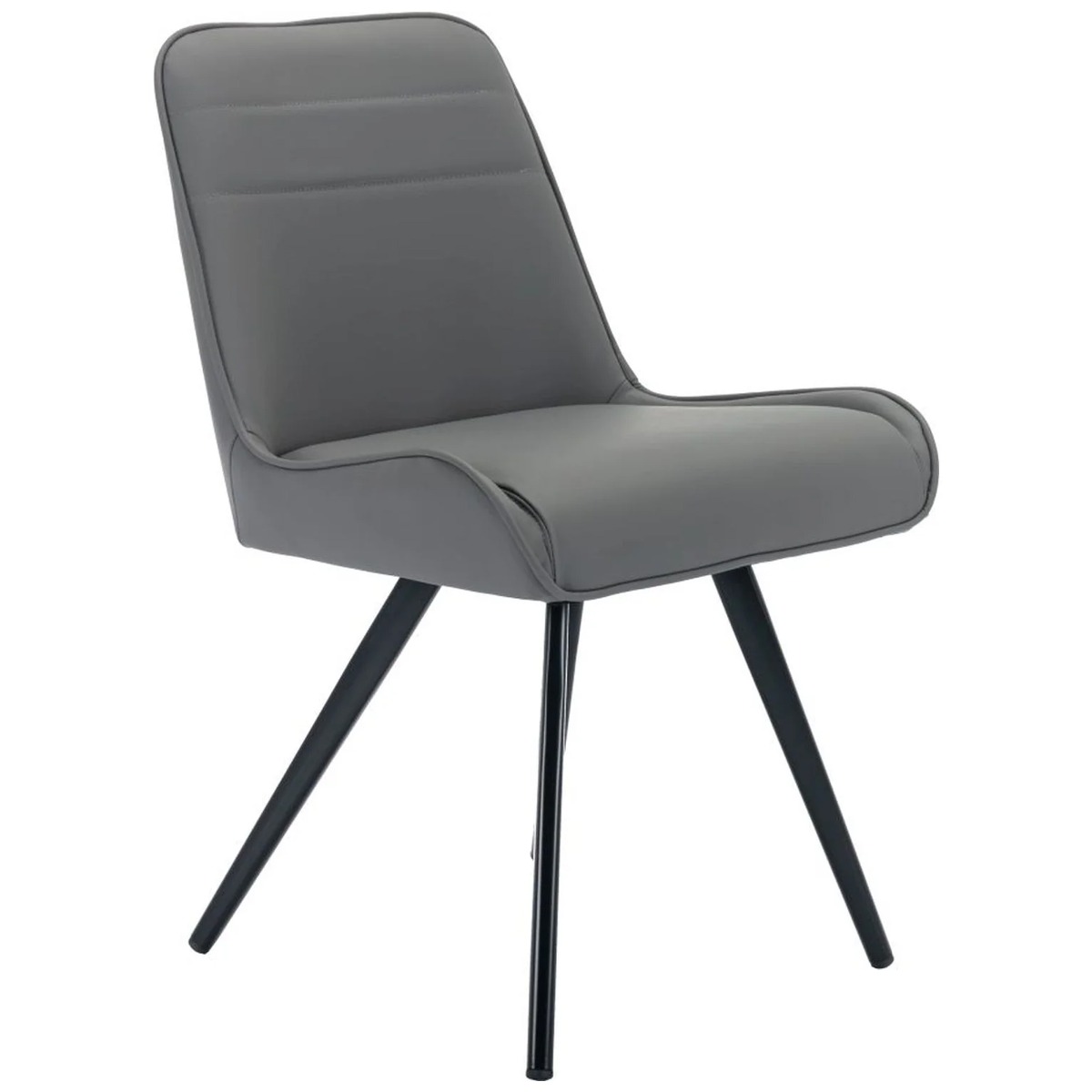 TRICON PU Fabric High Black Leg Dining Chair Set of 2 - Grey