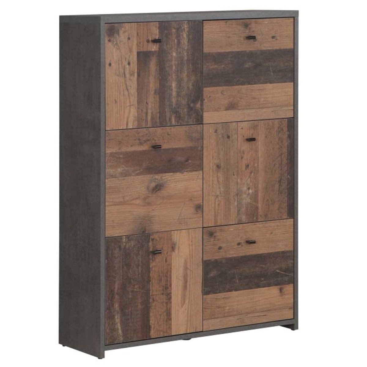 BEACON 6 Door Tall Sideboard Cabinet - Oak and Grey
