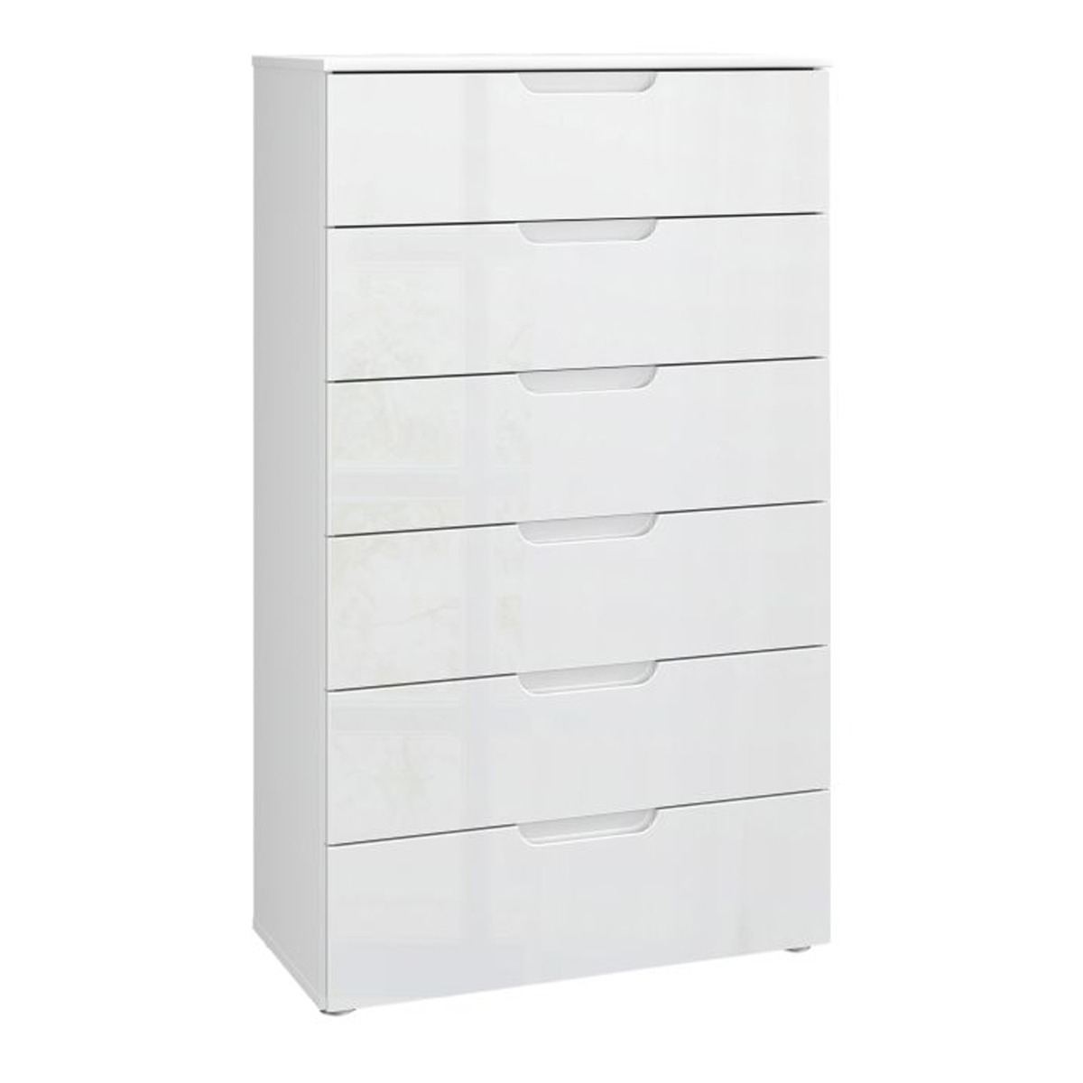 SKEGNESS White Chest of Drawers - Large-sized, 6 Drawers