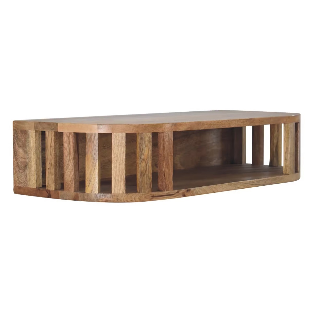 Contemporary Japanese Style Solid Mango Wood Floating Console Table - Oak Finish
