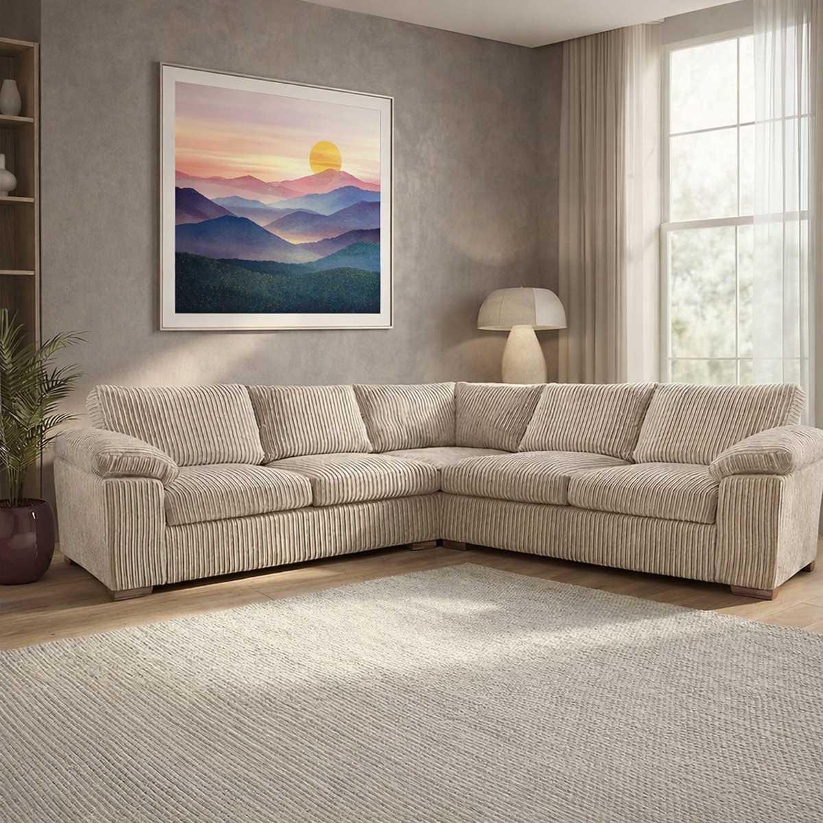 CORDURA Jumbo Cord Corner Sofa - Fullback - Cream