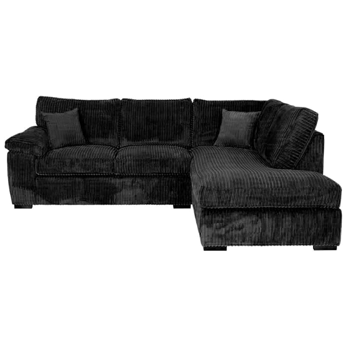 CORDURA Jumbo Cord Corner Sofa - L Shaped - Right Hand Facing - Fullback - Black