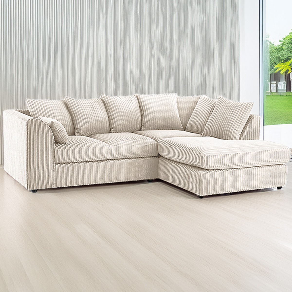 DESMOND Jumbo Cord 4 Seater Corner Sofa - L Shaped - Right Hand Facing - Cream